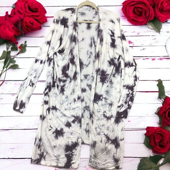 Sweet Romeo Size XLarge Tie Dye Black Purple White Soft Rayon Cardigan Sweater - Picture 1 of 15